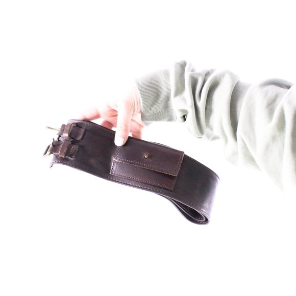 Accessories - Vintage Leather Belt with double Strap and Pouch